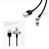 шнур usb - type-c 180 1м черный (магнитный 180°) сменный разъем на магните, кабель  фото